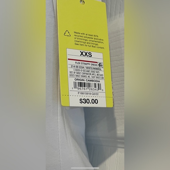 NWT White Slim fit Built-in liner Dress XXS - Picture 3 of 4